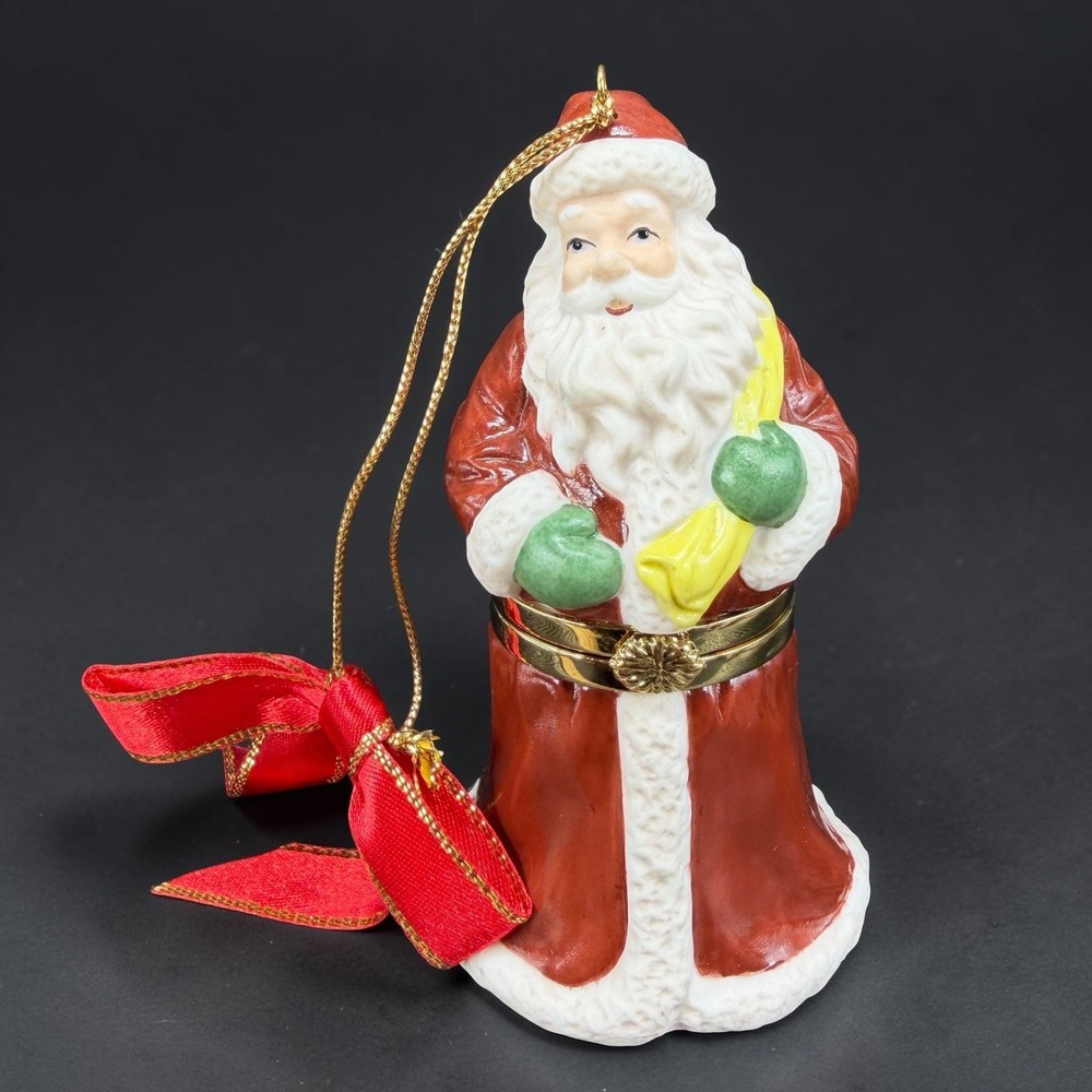 Spode Santa Claus Ceramic Trinket Box Ornament Hinged Handcrafted Red 3.5inch